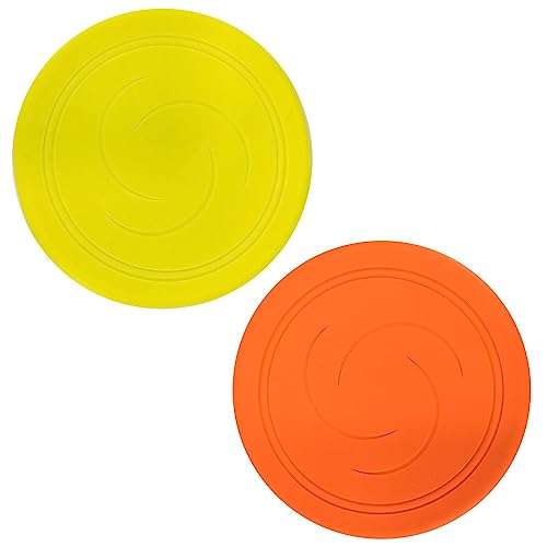 Flying Disc Nicht rutschen Soft Silikon Spielzeug Eltern Kind Zeit Outdoor Sport 2 Stück (gelb und orange) von EQLEF
