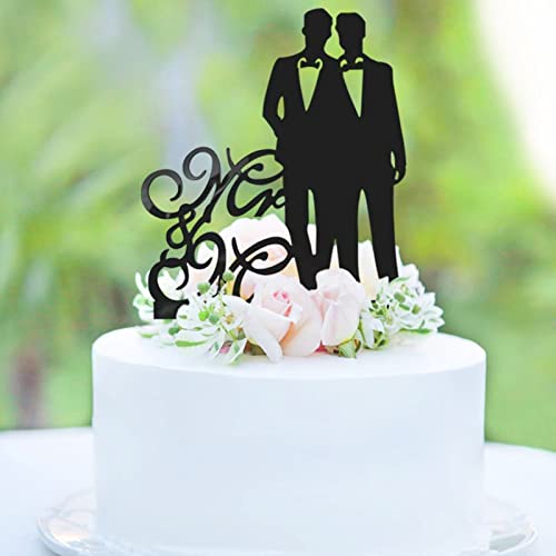 Mr & Mr Cake Topper Hochzeitstorte Dekoration für Männer Schwarz Acryl Gay Geschenk für Partydekoration von EQLEF