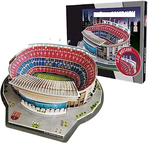 3D-Puzzle 3D-Puzzle,Fußballfeld-Modellbau-Puzzle,Barcelona Camp NOU Mit LED-Lichtern verziert,Fußballfeld-Modell-DIY-Puzzle,Fußballfans Geburtstag von EQQHJL