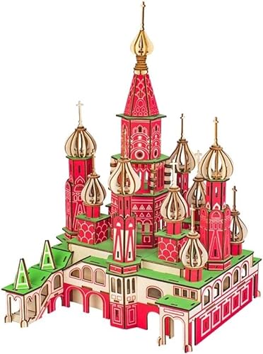 3D-Puzzle 492PCS Holzpuzzlespielzeug Basilius-Kathedrale, Russland 3D-Architekturmodell Erwachsene und Kinder Dreidimensionales Puzzle Laserschneidpuzzle Perfektes Dekorationsgeschenk von EQQHJL