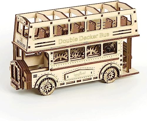 3D-Puzzle Holzpuzzle Doppeldeckerbus 3D-Architekturmodell Erwachsene und Kinder Dreidimensionales Puzzle Laserschneidpuzzle Perfektes Dekorationsgeschenk von EQQHJL