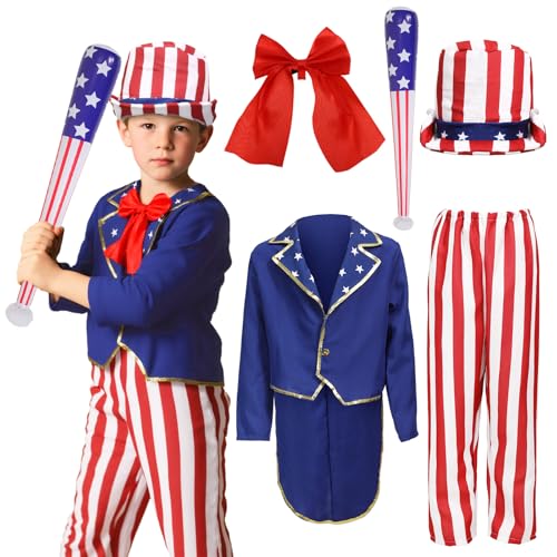 EQTGI 4. Juli Kostüm Set Onkel Kostüm von Sam Unabhängigkeitstag Thema Outfit für Jungen Mädchen Patriotische Party Halloween, Nhai, X-Large EQTGI 4. Juli Kostüm Set Onkel Kostüm von Sam Unabhängigkeitstag Thema Outfit für Jungen Mädchen Patriotische Party Halloween, Nhai, X-Large von EQTGI