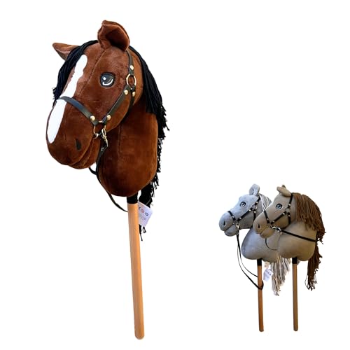 Equiathletic Hobby Horse – Steckenpferd Kinder mit Halfter | großes Pferde Spielzeug für Mädchen & Jungen | Robustes Steckenpferd in Größe A3 | fördert Fantasie, Bewegung & Spielspaß (Braun) von EQUIATHLETIC NBH
