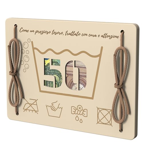 Motivkarte aus Holz | Lustiges und originelles Geschenk | Hülle für Banknoten oder Geldbörse | Geldgeschenkidee für Geburtstage und Reisen (50 Jahre Pflege) von EQUIK PRODUCTS