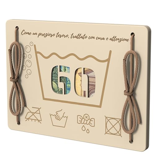 Motivkarte aus Holz | Lustiges und originelles Geschenk | Hülle für Banknoten oder Geldbörse | Geldgeschenkidee für Geburtstage und Reisen (60 Jahre Pflege) von EQUIK PRODUCTS