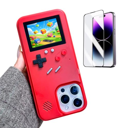 ERAKOLE Game Phone Case for iPhone 13 Pro Max Retro Video Game Cover Funny Playable Design, Shockproof Protective Gamer Case for iPhone, Classic Creative Birthday Gifts, Red von ERAKOLE