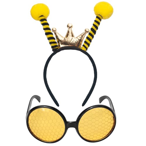 ERDOGLY Bienen-Antennen-Stirnband-Brille-Set, Erwachsenen-Schmetterlings-Stirnband mit Brille für Damen, Herren, Schmetterlingskostüme, Zubehör für Halloween, Cosplay, Partygeschenke, Gelb ERDOGLY Bienen-Antennen-Stirnband-Brille-Set, Erwachsenen-Schmetterlings-Stirnband mit Brille für Damen, Herren, Schmetterlingskostüme, Zubehör für Halloween, Cosplay, Partygeschenke, Gelb von ERDOGLY