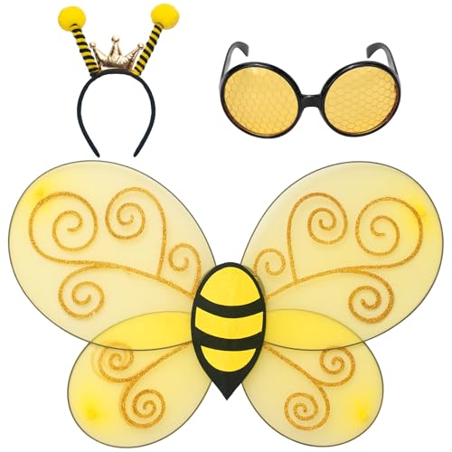 ERDOGLY Bienenflügel, Bienen-Antennen-Stirnband und Brille, Hummel-Kostüm-Zubehör für Erwachsene, Bienen Halloween-Kostüm für Damen ERDOGLY Bienenflügel, Bienen-Antennen-Stirnband und Brille, Hummel-Kostüm-Zubehör für Erwachsene, Bienen Halloween-Kostüm für Damen von ERDOGLY