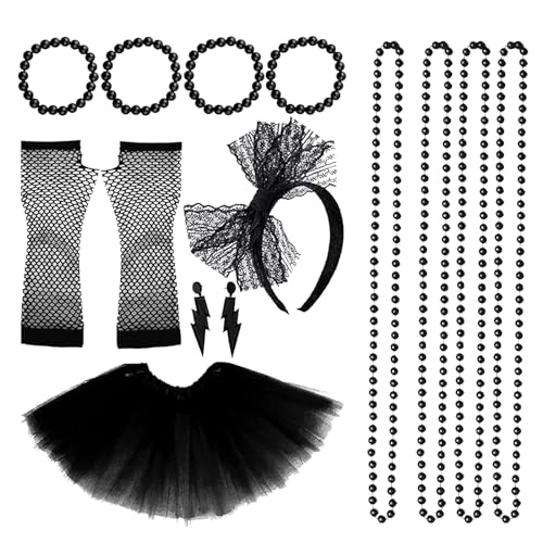 80er Jahre Accessoires, 80er Jahre Kleidung Damen Set Accessoires, 80er Jahre Retro Party Kostüm Set, mit Stirnband Handschuhe Halskette Armband Ohrringe, für 80er Jahre Kleidung Karneval Mottopartys 80er Jahre Accessoires, 80er Jahre Kleidung Damen Set Accessoires, 80er Jahre Retro Party Kostüm Set, mit Stirnband Handschuhe Halskette Armband Ohrringe, für 80er Jahre Kleidung Karneval Mottopartys von ERFGT