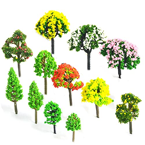 ERHUAN Mixed Bunt Modell Baum, 60 Stück Modellbau Bäume, Zug Bäume, Miniatur Bäume für DIY Landschaft, Modell Bäume Miniatur, Mini Landschaftsgestaltung, Natürliche Grün (3,5-5,5cm) von WEIWUXIAN