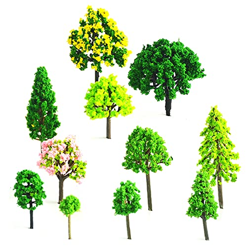 ERHUAN Mixed Bunt Modell Baum, 55 Stück Modellbau Bäume, Zug Bäume, Miniatur Bäume für DIY Landschaft, Modell Bäume Miniatur, Mini Landschaftsgestaltung, Natürliche Grün (3-7cm) von WEIWUXIAN