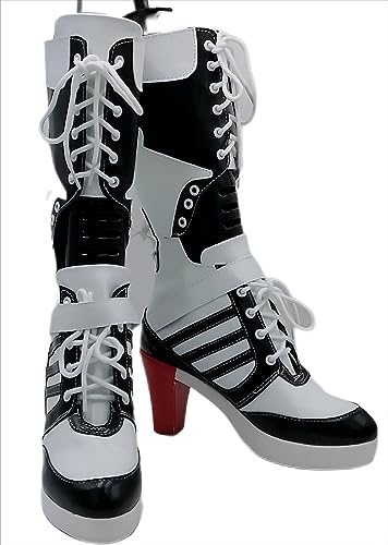 ERIMEI Sparkle Cosplay Stiefel Schuhe for Harley Quinn White von ERIMEI