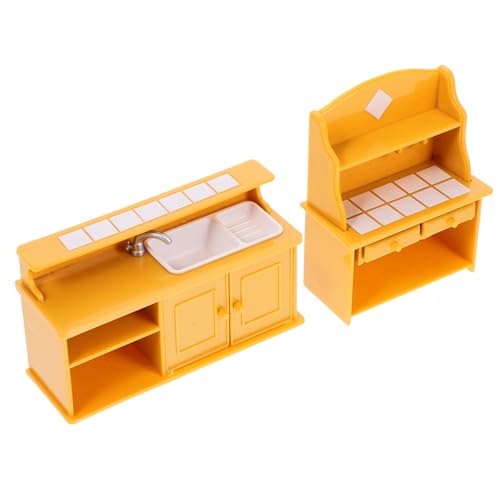 2St Puppenhausmöbel hühner Miniature Kitchen DIY Model Table Mini House Furniture Miniature Decoration Modelltisch für Minihaus Mini-Hausmöbel Plastik Orange ERINGOGO von ERINGOGO