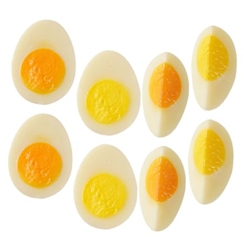 ERINGOGO 8st Nachgeahmte Eier Ei-Modelle Mini- Realistische Lebensmittel-Requisiten Süßigkeiten-Eier Essensrequisiten Gummieier Gefälschtes Viertelei Fudge Künstlich Gekochte Eier PVC von ERINGOGO