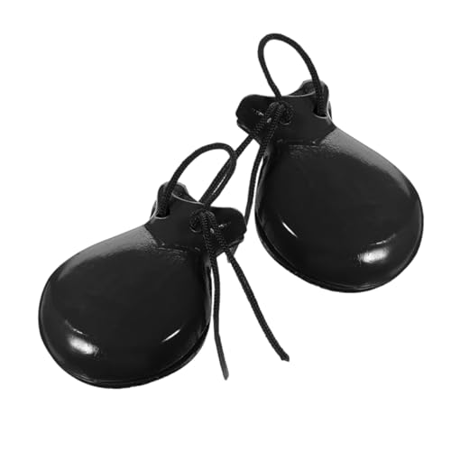 ERINGOGO 1 Paar Kastagnetten aus Holz musikinstrumente Schlaginstrumente Kinderschlaginstrument Fingerkastagnetten Kastagnetten Holz Spanische Kastagnetten Kleine Castanets hölzern Schwarz von ERINGOGO