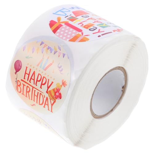 ERINGOGO 1 Rolle Happy Birthday Kinderspielzeug Rollenaufkleber Anhänger Süßigkeitentütenaufkleber Happy Birthday Aufkleber Glückwunschaufkleber Multifunktions Geschenkaufkleber von ERINGOGO