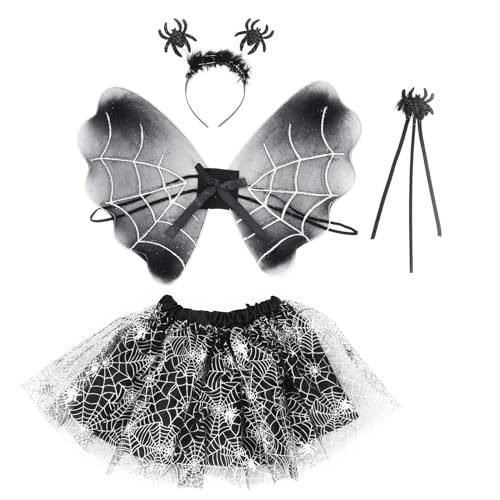 ERINGOGO 1 Satz Aufführungsset für Halloween-Attacken halloween-dekoration Kinderkostümset Kinderanzug Halloween-Kleid Figur Kinderkostüme Spinne Haarband Halloween-Rock Stoff Black von ERINGOGO