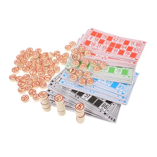 ERINGOGO 1 Satz Bingo Spielset mit Holzspielbrett Bingo Zahlenkarten und Schachfiguren Klassisches Partyspiel für Stimmungsvolle Spielabende Vielseitig und Langlebig für Altersgruppen von ERINGOGO