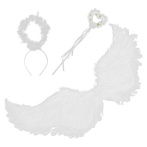ERINGOGO 1 Satz Engelsflügel Kostümset für Teiliges mit Weißen Flügeln für Cosplay Halloween und Kostümpartys Einzigartiges Accessoire für Unvergessliche Auftritte von ERINGOGO
