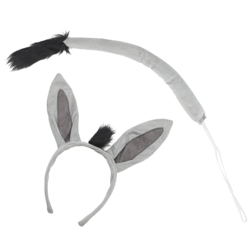 ERINGOGO 1 Satz Eselstirnband -Schwanzsatz grau Plüsch Süßes Haarband mit Eselsohren Tierohren für Aber Tiere Ohr Haarband Esel-Kostüm-Requisite Eselsschwanzkostüm Plastik ERINGOGO 1 Satz Eselstirnband -Schwanzsatz grau Plüsch Süßes Haarband mit Eselsohren Tierohren für Aber Tiere Ohr Haarband Esel-Kostüm-Requisite Eselsschwanzkostüm Plastik von ERINGOGO