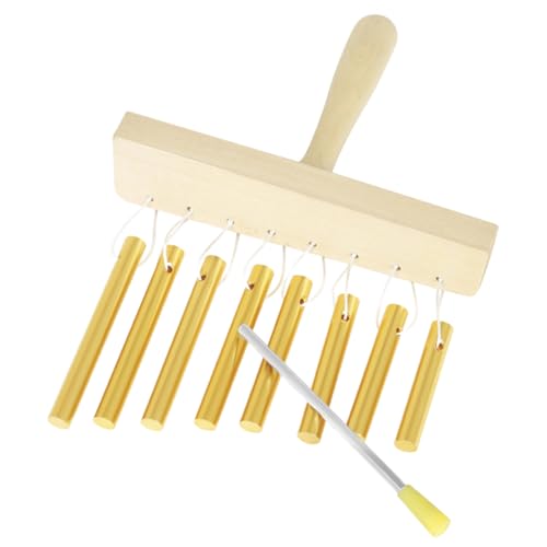 ERINGOGO 1 Satz Glockenanordnung aus Aluminiumrohr einreihige Windspiele Aluminiumröhrchenspiel klein für Schlaginstrumente 8-Ton-Windspiel Percussion- Massivholz Golden von ERINGOGO