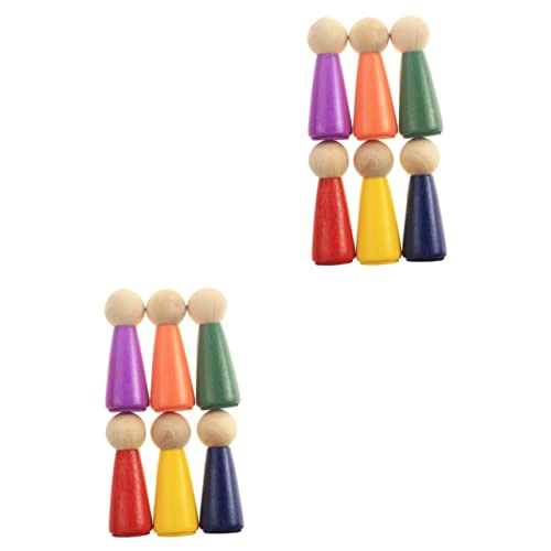 ERINGOGO 1 Satz Graffiti Puppenspielzeug Kinderspielzeug Menschen Marionette DIY Malpuppe Anbindung Unbemalt Spielzeugfiguren Peg-Puppe Handwerk Hölzern Colorful 6 Stück von ERINGOGO