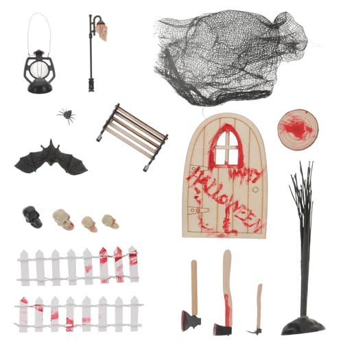ERINGOGO 1 Satz Halloween-Anzug Halloween Dekoration miniaturfiguren Halloween-Herzstück Spinnennetz bastelset Halloween-Miniatur-Hauszubehör Puppenhaus-Miniaturen Plastik Black von ERINGOGO