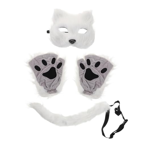 ERINGOGO Elegante Pelzige Tier-halbmaske Mit Pfotenhandschuhen Katzenmaske Cosplay-partymaske Für Halloween-maskenball ERINGOGO Elegante Pelzige Tier-halbmaske Mit Pfotenhandschuhen Katzenmaske Cosplay-partymaske Für Halloween-maskenball von ERINGOGO