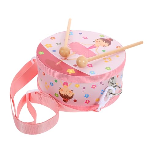 ERINGOGO 1 Satz Handtrommel Musikalisches Kindertrommelspielzeug Lerntrommel für sensorisches Vorschulmusikspielzeug Schlagzeug-Instrument Holz Rosa von ERINGOGO