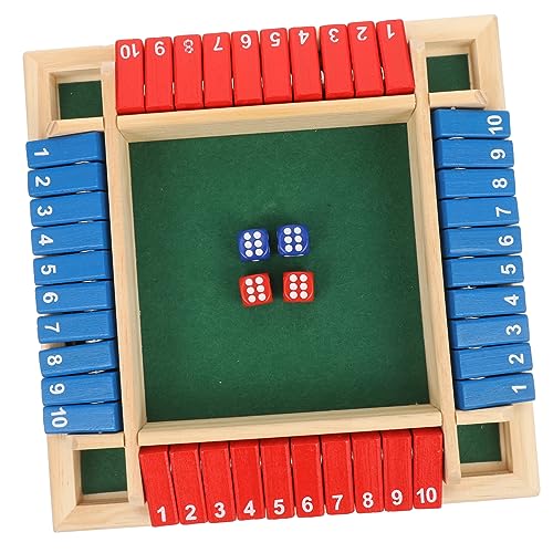 ERINGOGO 1 Satz Holz Brettspiel mit Würfeln Lustiges Interaktives für Partys und Zusammenkünfte Geeignet für Erwachsene und Familien Unterhaltsame Zahlenspiele für Personen Rot Blaues von ERINGOGO