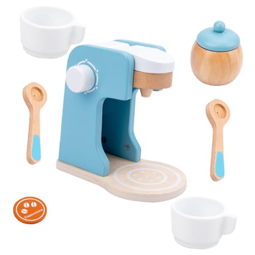 ERINGOGO 1 Satz Holz Kaffee Maker für Blaues Küchenzubehör für Kreative Rollenspiele Fördert die Fantasie und Feinmotorik für Kleine Mädchen Hochwertige Verarbeitung für Sicheres von ERINGOGO