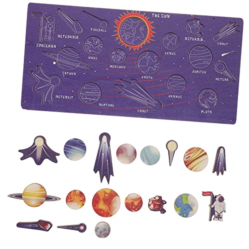 ERINGOGO 1 Satz Holzpuzzle für Interaktives Lernspielzeug zur Kognitiven Entwicklung mit Planeten Matching und Kreativen Formen Großes Puzzle für Frühe Bildung von ERINGOGO