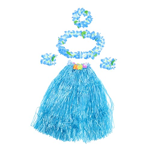 ERINGOGO 1 Satz Hula Tanzkostüm Party Strand Tropisch Grasrock Kostüm Grasröcke Für Erwachsene Meer Stroh Hawaiianische Accessoires Für Mädchen Luau-röcke Hawaiisch Hula-gras-rock Abs Blau von ERINGOGO