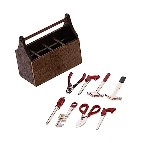 ERINGOGO 1 Satz Kleine Werkzeugkiste Mini Winzig Kleines Haushaltswerkzeug Tiny House Werkzeugkoffer Holz Coffee von ERINGOGO