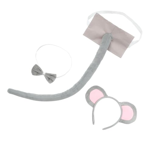 ERINGOGO 1 Satz Kostümset für Mäuse Teiliges Set mit Ohrenkopfbedeckung Schwänzchen und Fliege für Halloween Kostümpartys und Rollenspiele Hochwertiges Cosplay Zubehör für Erwachsene von ERINGOGO