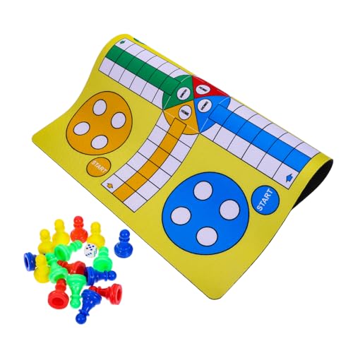 ERINGOGO 1 Satz Ludo-Schachspiel Ludo Brettspiel spielbrett Kinderfreundliches Schachspiel Leichtes Schachbrett familienspiel Schach fliegendes Schachspielzeug Gummi Yellow von ERINGOGO