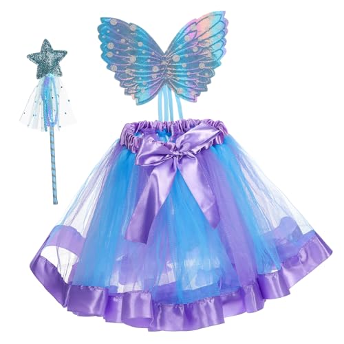 ERINGOGO 1 Satz Mesh-Tutu-Rock Schmetterlingskleid Tüll-Mesh-Rock Schmetterlings-Kostümrock halloween kostüm kostüm tüll kleid Glitzer-Minirock Märchenkostüm für Mädchen Flachs von ERINGOGO