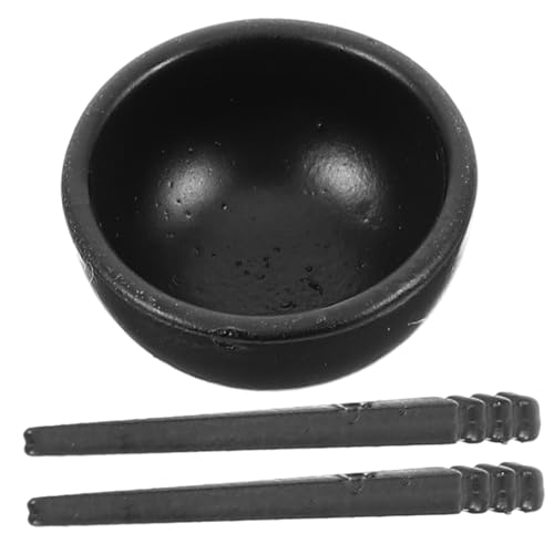 ERINGOGO 1 Satz Metallgeschirr Miniatur-Schüssel klein Stellen Sie Sich vor, Sie Schüssel Schüsseln Dekorativ Minischalen und Essstäbchen Miniatur-Essstäbchen- lehrreich Black von ERINGOGO