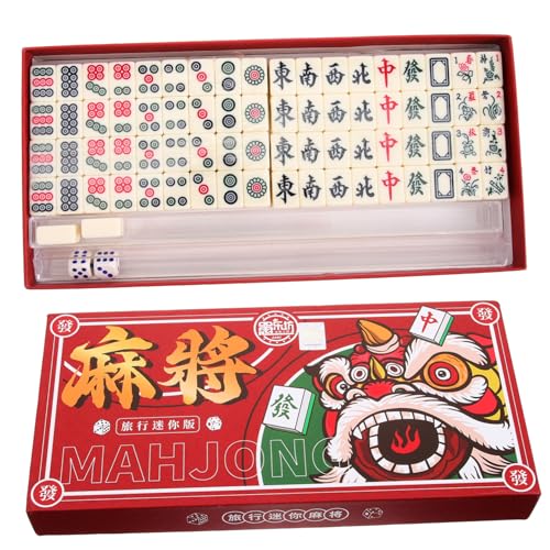 ERINGOGO 1 Satz Mini Mahjong Set Tragbares Mahjong Set für Reisen Kompakt und Leicht Brettspiel für Familienfeiern und Partys Sicheres Material Spaß für Altersgruppen von ERINGOGO