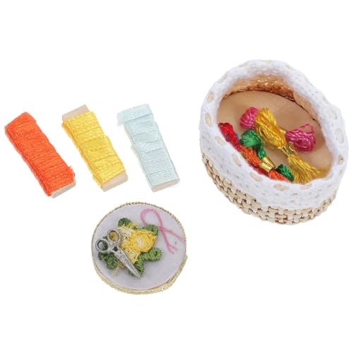 ERINGOGO 1 Satz Mini-stickwerkzeugkorb Miniaturen Zum Basteln Stickfaden Bausatz Puppe Miniaturbausätze Winzige Hausbausätze Miniaturhaus Mini- -kit Miniaturfiguren Holz von ERINGOGO