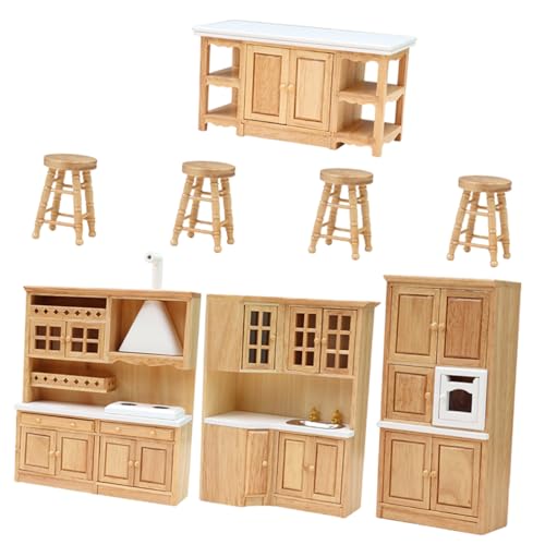 ERINGOGO 1 Satz Miniaturmöbelmodell Puppenhaus Mini-küchenrequisite Mini-möbelverzierung Modell Puppenstubentisch Winzige Möbel Mini- -küchenmöbel Mini-küchenzubehör Hölzern von ERINGOGO
