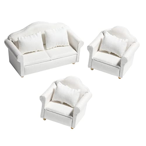 ERINGOGO 1 Satz Modell für Puppenhausmöbel für kinderspielzeug Toys Entzückende Form Mini-Hausbedarf Mini-Sofa aus Holz Miniaturmöbel Stoff Weiß von ERINGOGO