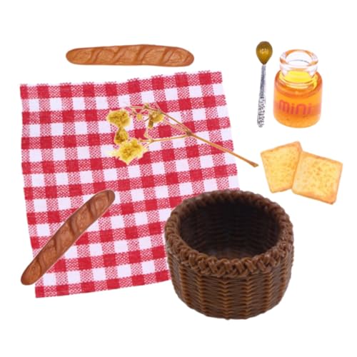 ERINGOGO 1satz Mini Frühstücksset Mit Realistischer Miniatur-brotkorb Und Lebensmitteldetails Für Puppenhaus-Dekoration Teiliges Für Kreative Tischgestaltung Und Fotomodelle von ERINGOGO