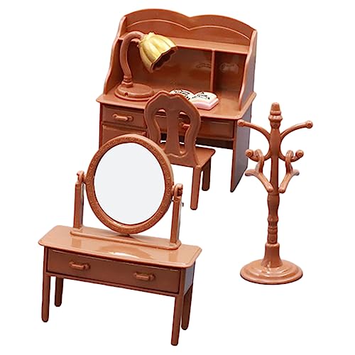ERINGOGO 1 Satz Puppenhaus Schreibtisch Mini Zubehör Für Den Puppenhausgarten Kleines Kommodenmodell Winzige Kommode Mikro-szenen-Requisite Winziges Stuhlmodell Plastik Brown von ERINGOGO