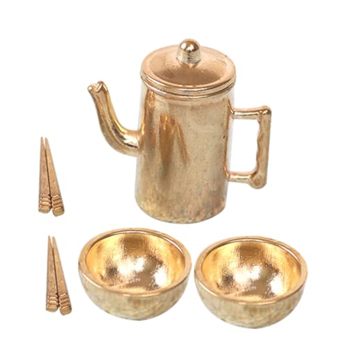 ERINGOGO 1 Satz Puppenhaus Weinglas Mini-küchenzubehör Mini-hauswasserkocher Puppenhaus Geschirr Ornament Mini-wasserkocher Miniatur-puppengeschirr Puppenhauslieferungen Golden Metall von ERINGOGO