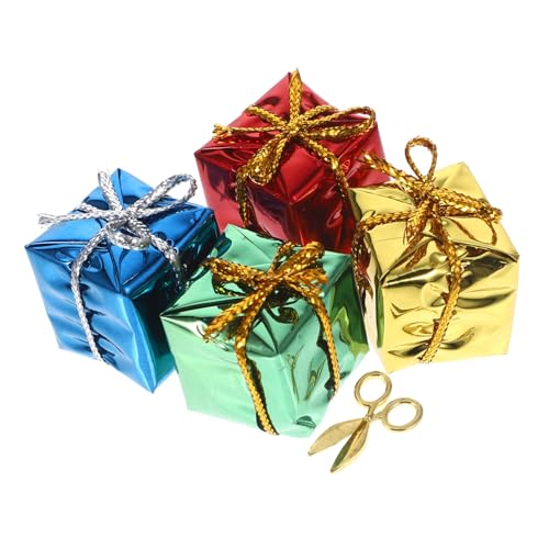 ERINGOGO 1 Satz Puppenhaus-geschenkbox Modell Einer Mini-weihnachtsgeschenkbox Mini- -geschenkboxen-Ornament Simulierte Geschenkbox-Dekoration Puppenhausdekorationen Legierung von ERINGOGO