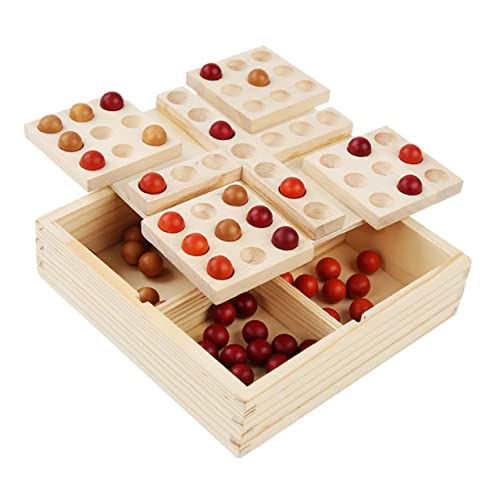 ERINGOGO 1 Satz Rotierendes in Reihe Schachspiel mit Holzsteinen Multifunktionales Brettspiel für Erwachsene Interaktive für Familienunterhaltung für Drinnen und Draußen von ERINGOGO
