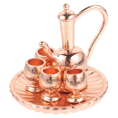 ERINGOGO 1 Satz Satz Mini-disc-teeset Korb Miniatur Mini-Essen Party Zubehör Für Puppenhäuser Mini-teetasse Mini-küchenzubehör Rose Gold Legierung von ERINGOGO