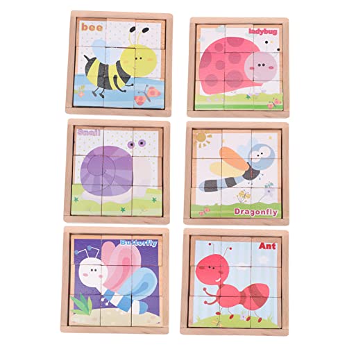 ERINGOGO 1 Satz Sechsseitige Malbausteine Spielzeuge Rätsel Pädagogisches Puzzle Cartoon-Puzzle Lernspielzeug Puzzle-Spielzeug Dreidimensional Kind Tablett Holz von ERINGOGO
