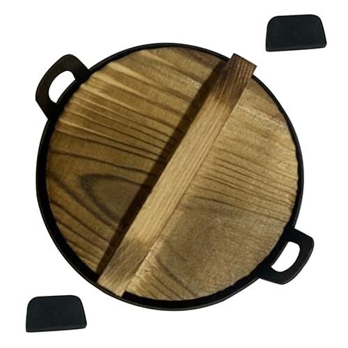 ERINGOGO 1satz Miniatur Kochgeschirr Wok Mit Holzdeckel Für Puppenhaus Realistische Küchendekoration Für Spielzeug Für Kreative Küchenspiele Für Geburtstagsgeschenke Und Feste von ERINGOGO